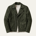 Freja Andersen | Herre Olive vintage ruskind Biker jakke