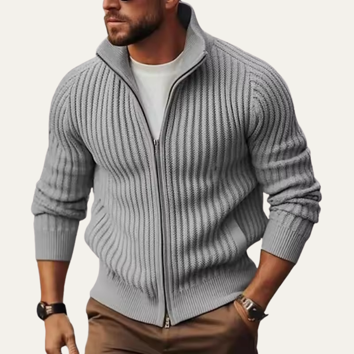 Granada | Herre vinter Ribbed Zip Up strikket cardigan