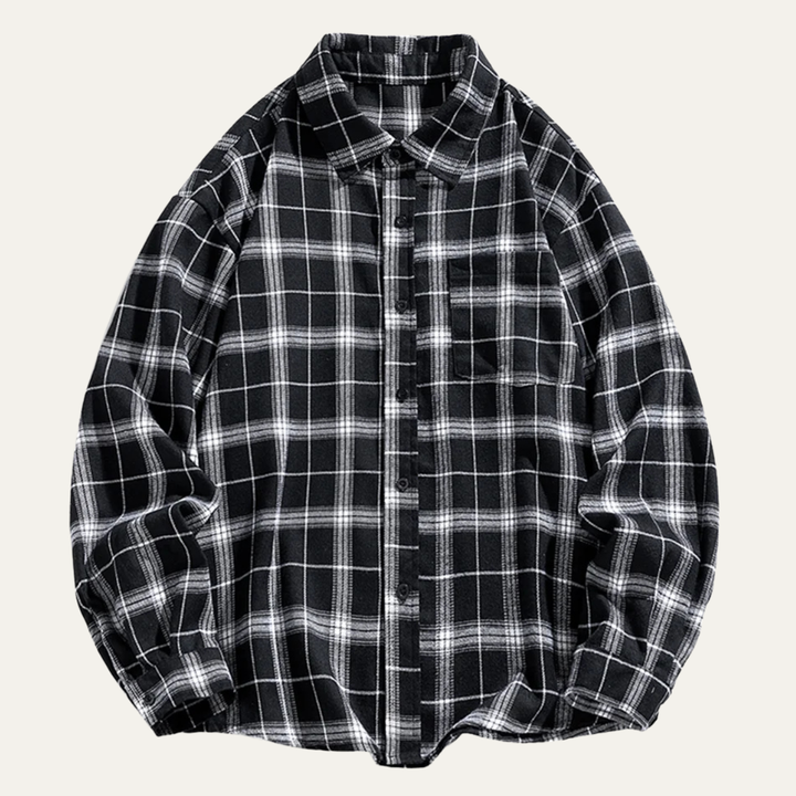 Freja Andersen | Herre løs pasform afslappet Retro Plaid skjorte