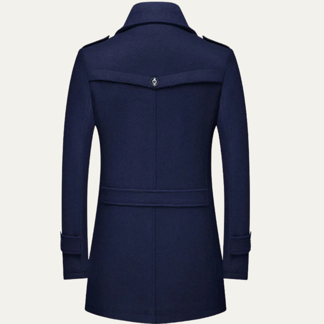 Freja Andersen | Herre uldblanding lang trenchcoat med Lapel krave