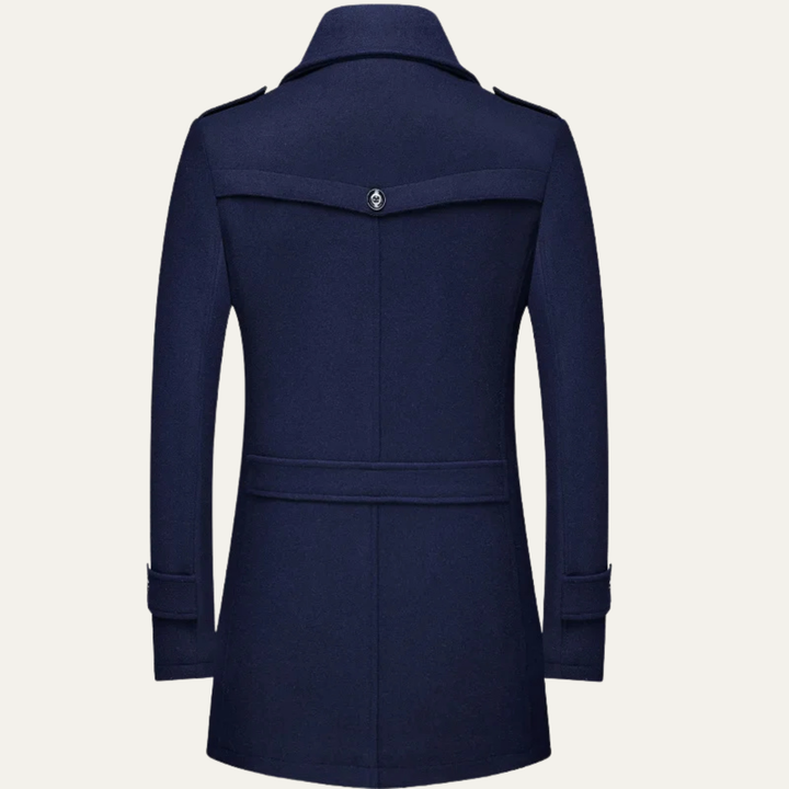 Freja Andersen | Herre uldblanding lang trenchcoat med Lapel krave