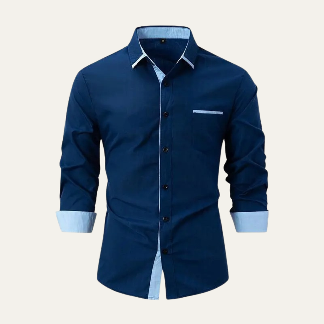 Freja Andersen | Herre afslappet Contrast Trim knaplukning skjorte