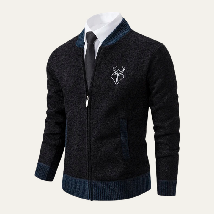 Clapham | Herre Embroidered stilren strik Zip trøje