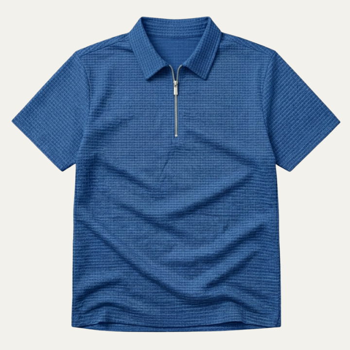 Freja Andersen | Herre Waffle strik halv lynlås poloshirt