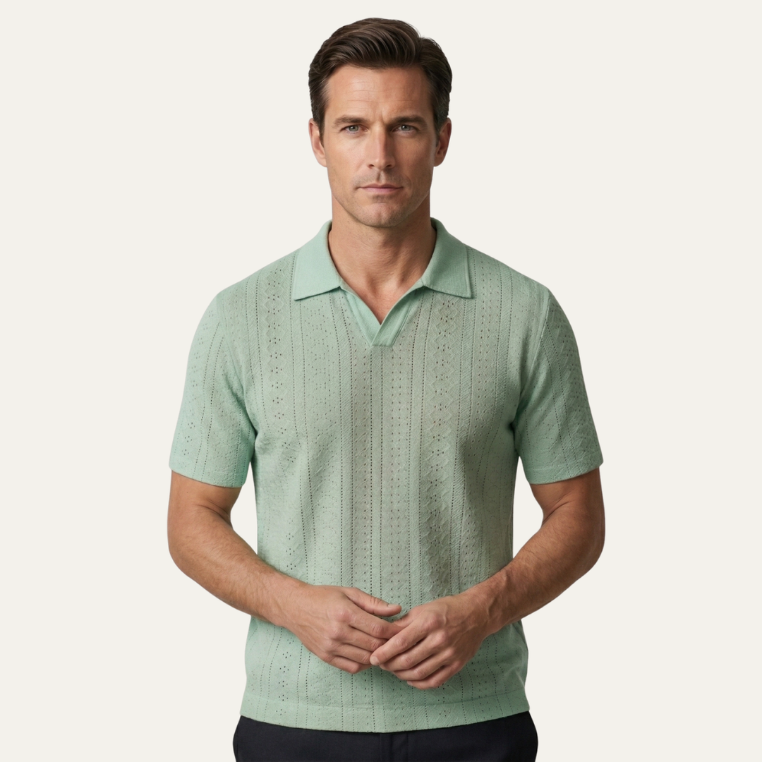 Freja Andersen | Herre tekstureret strik poloshirt
