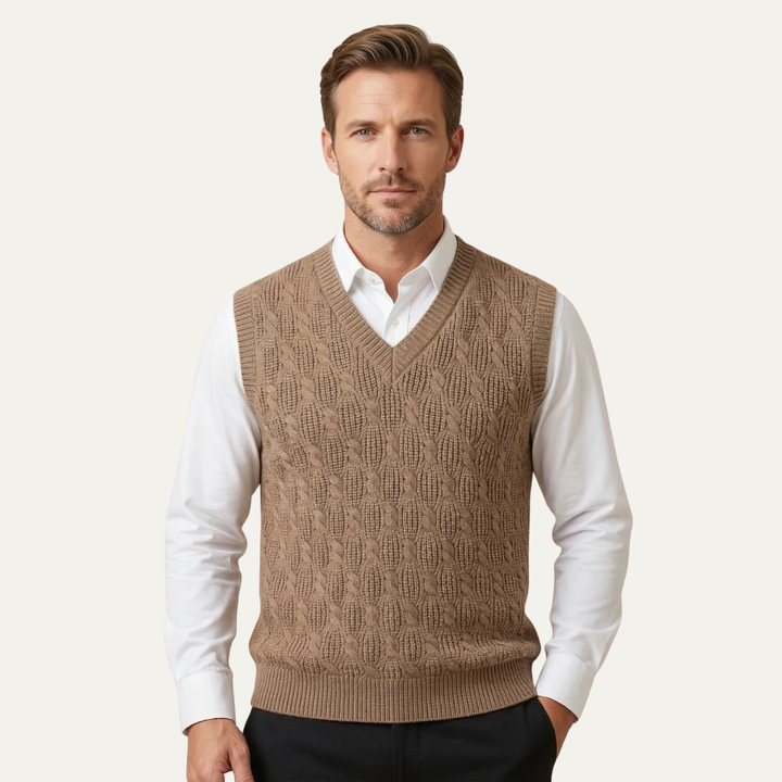 Freja Andersen | Herre varm tekstureret strikket V-hals Vest