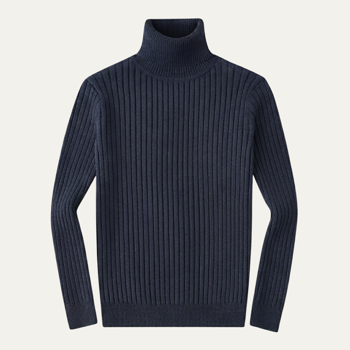 Freja Andersen | Herre slim fit rullekrave ribstrikket trøje