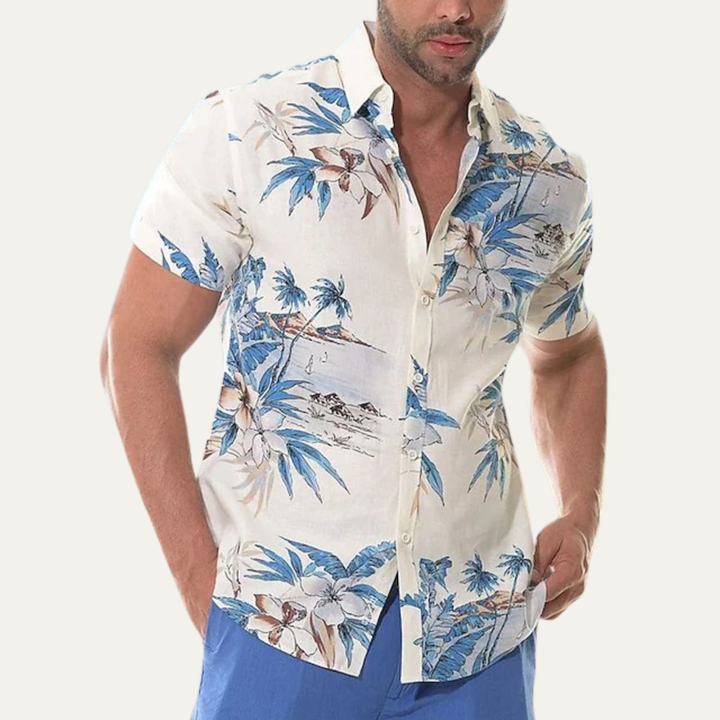 Freja Andersen | Herre afslappet Tropical Coconut mønster Hawaiian Beach skjorte