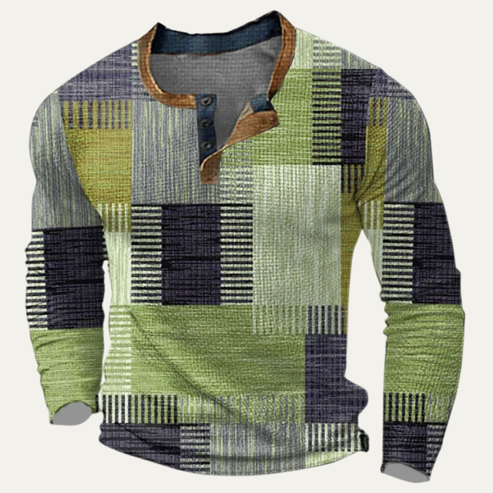 Freja Andersen | Herre tekstureret Patchwork Design poloshirt