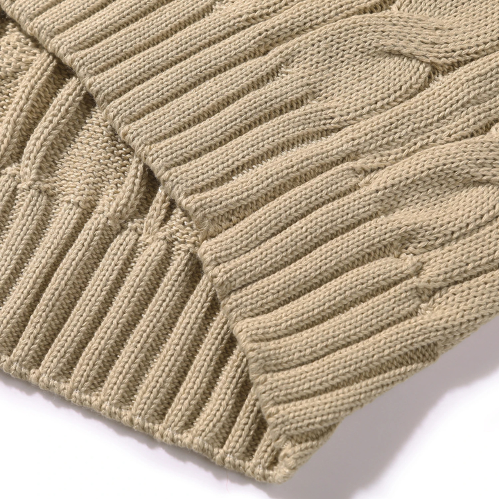 Bevagna | Herre kabelstrik Shawl krave knap Neck trøje