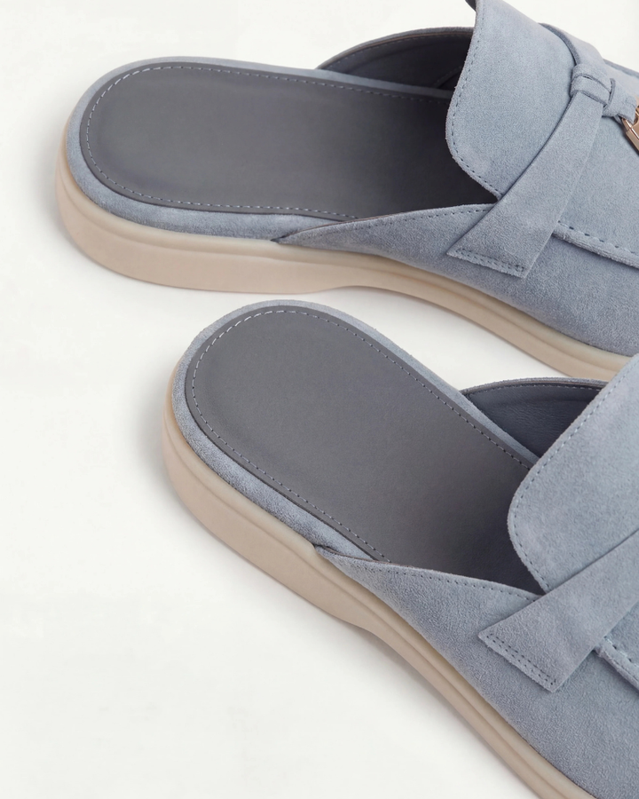 Sky blå Suède Mediterranean Mule