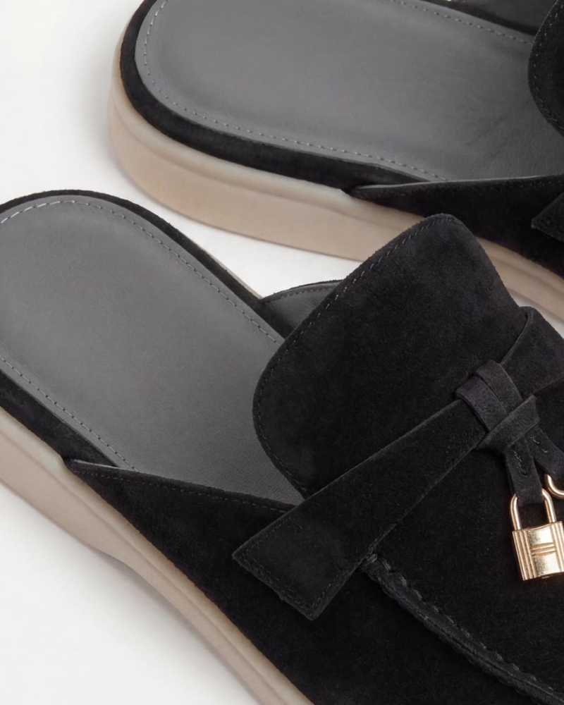 sort Suède Mediterranean Mule
