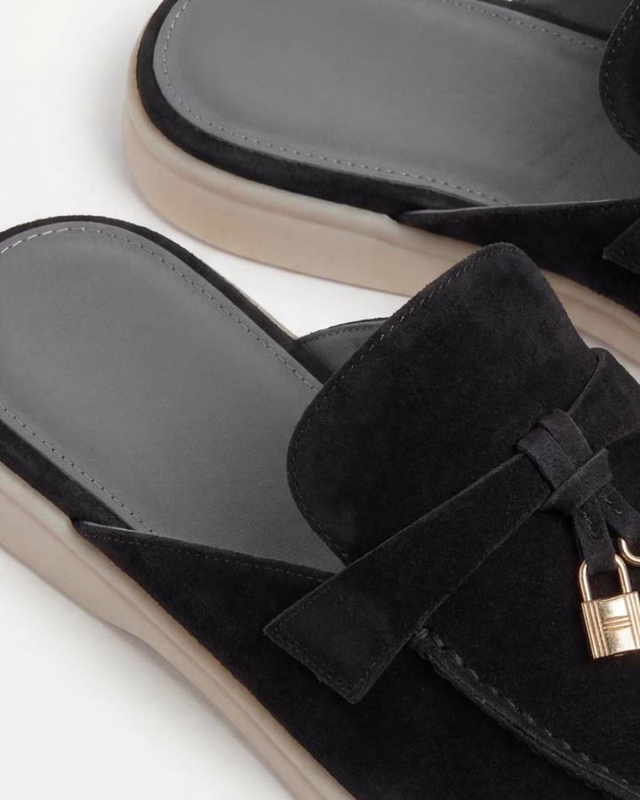 sort Suède Mediterranean Mule