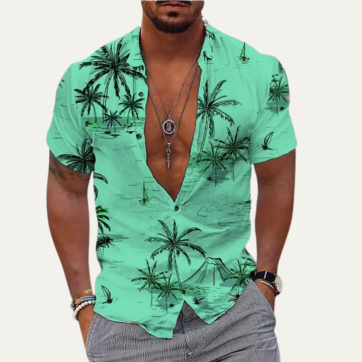 Freja Andersen | Herre trendy Tropical Coconut mønster Hawaiian Beach skjorte