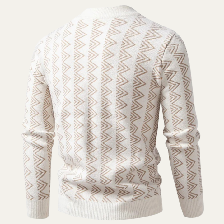 Elmcrest | Herre varm Geometric Pattern rund hals strik trøje