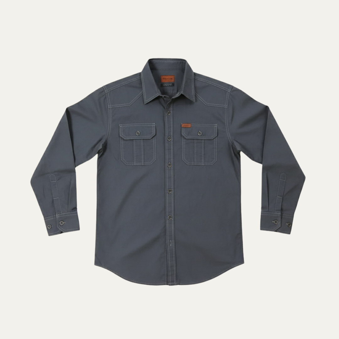 Cedarfield | Herre ensfarvet Multi Pocket blød Cargo skjorte
