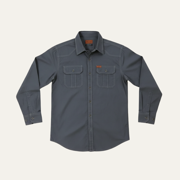 Cedarfield | Herre ensfarvet Multi Pocket blød Cargo skjorte