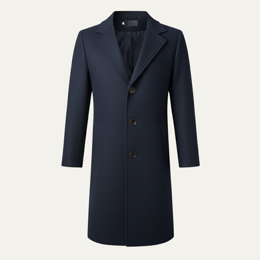 Freja Andersen | Herre lang dobbeltknappet uldblanding stilren Overcoat