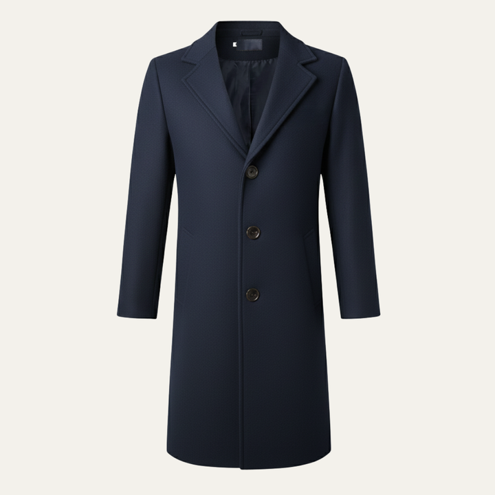 Freja Andersen | Herre lang dobbeltknappet uldblanding stilren Overcoat