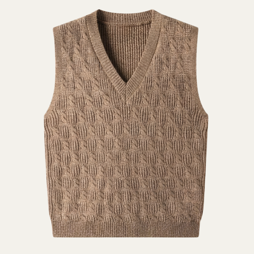 Freja Andersen | Herre varm tekstureret strikket V-hals Vest
