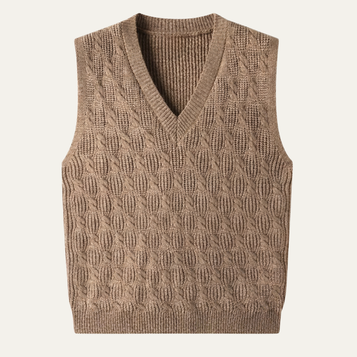 Freja Andersen | Herre varm tekstureret strikket V-hals Vest