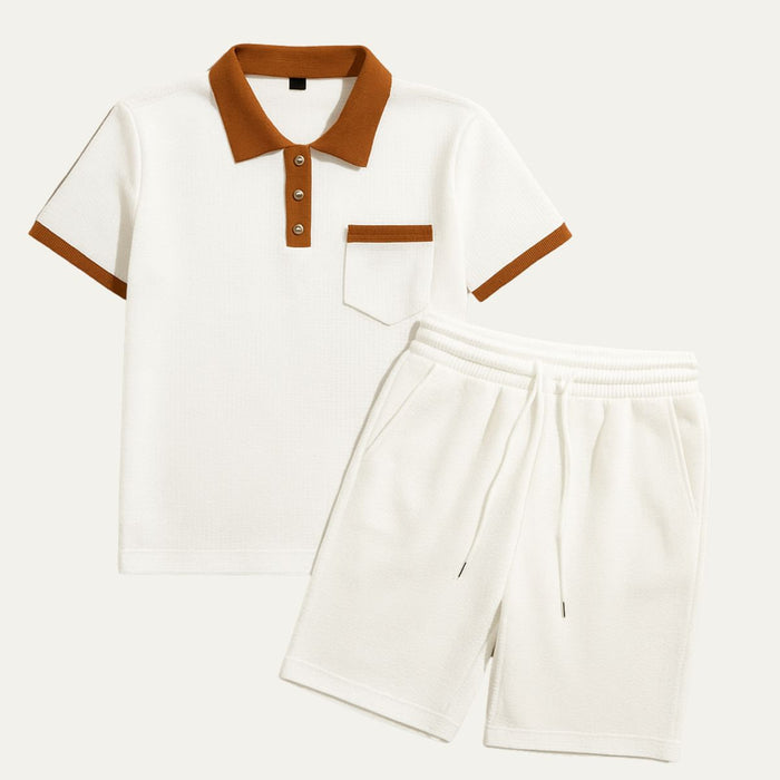 Capri bomuld sæt - vintage polo & shorts matchende til mænd