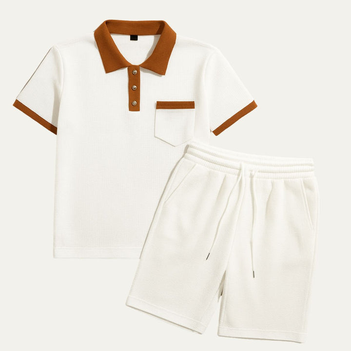 Capri bomuld sæt - vintage polo & shorts matchende til mænd