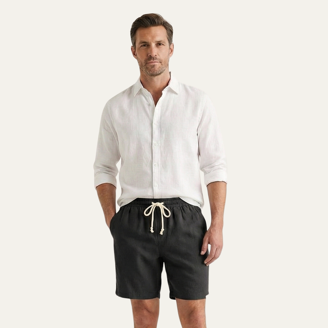Rowley hør shorts - snøre shorts til mænd