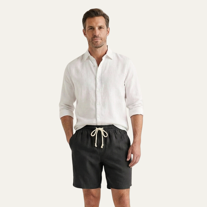 Rowley hør shorts - snøre shorts til mænd