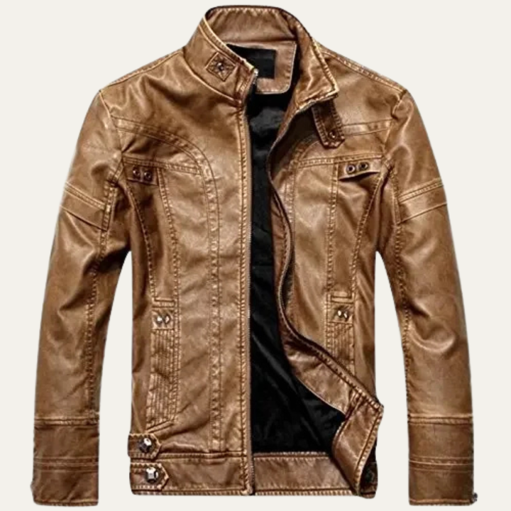 Freja Andersen | Herre klassisk Zip Up læder Biker jakke