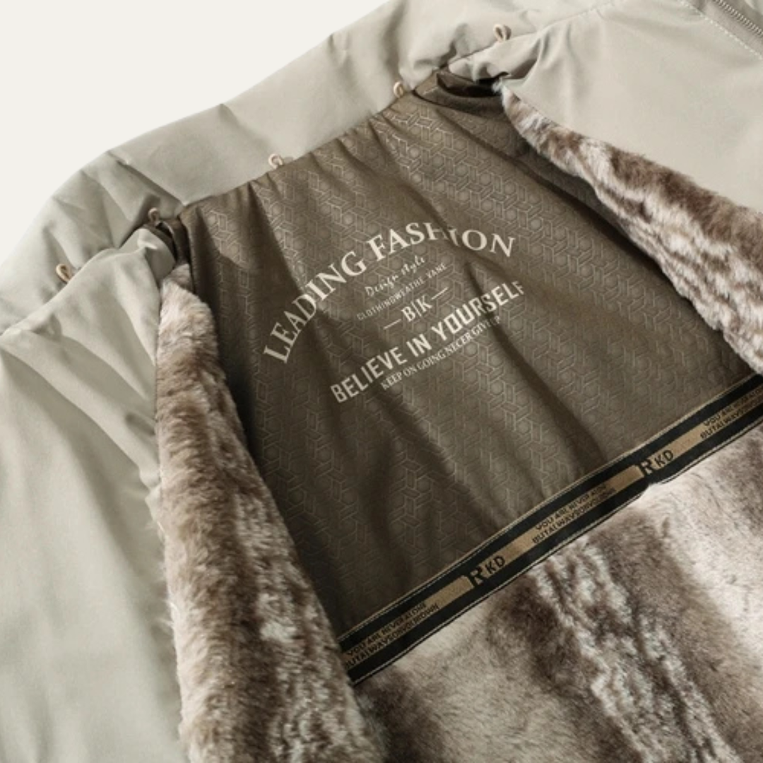 Lacco Ameno herre Fur Lined quiltet vinter jakke med sherpa krave