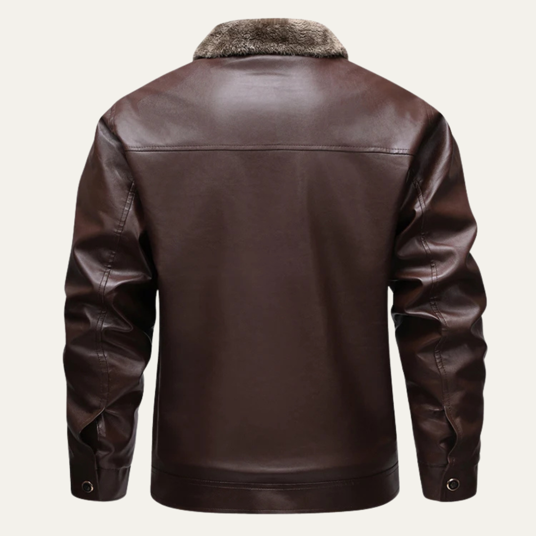 Freja Andersen | Herre klassisk blød fleeceforet Zip Up frakke læder jakke