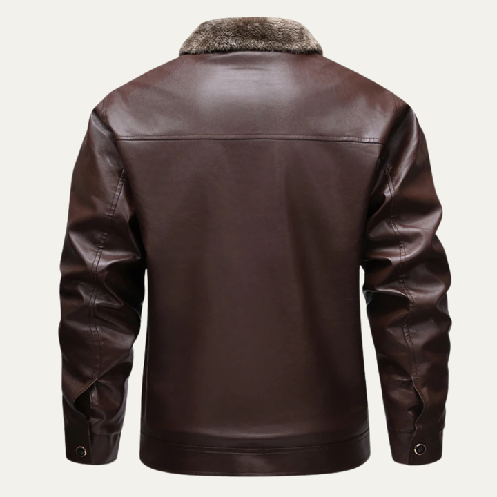 Freja Andersen | Herre klassisk blød fleeceforet Zip Up frakke læder jakke