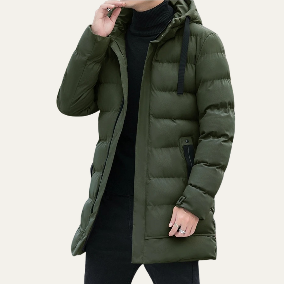 Freja Andersen | Herre Stylish Longline sort puffer frakke