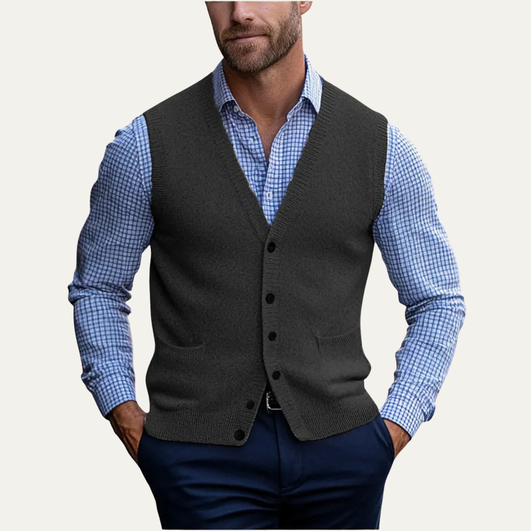 Freja Andersen | Herre stilren afslappet knap Front strik Vest