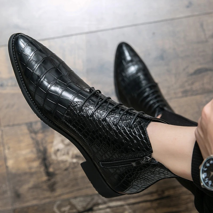 Stromboli | Herre Crocodile Pattern læder Ankle støvler - sort