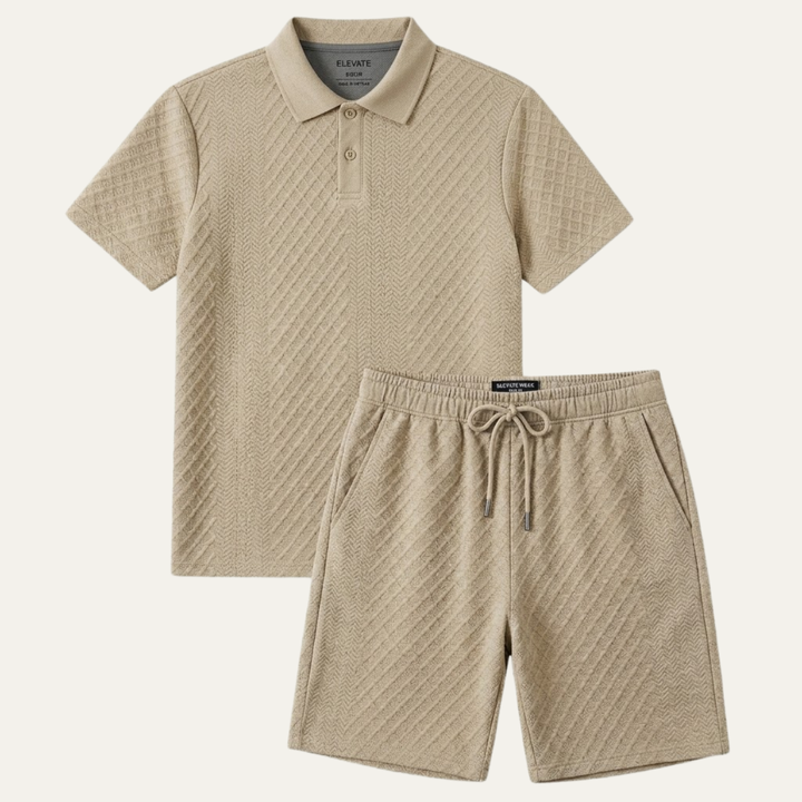 Surrey | Herre sommer Jacquard polo & shorts sæt - let Beach Outfit