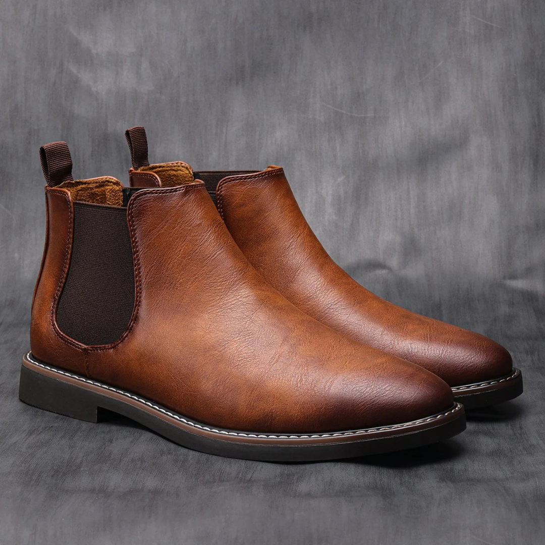 Mantova | Herre klassisk Retro Slip On Ankle læder Chelsea-støvler