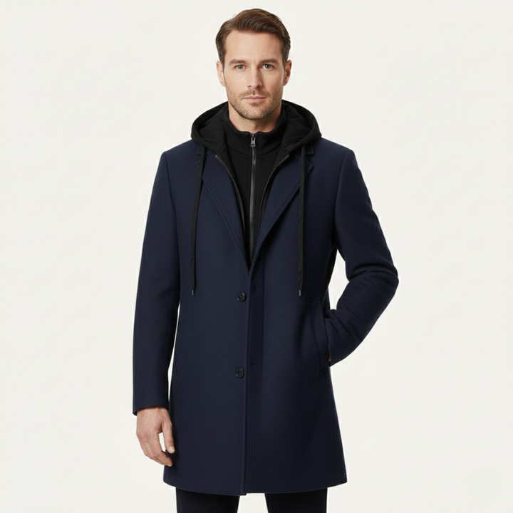 Freja Andersen | Herre med hætte uld Overcoat med quiltet Lining