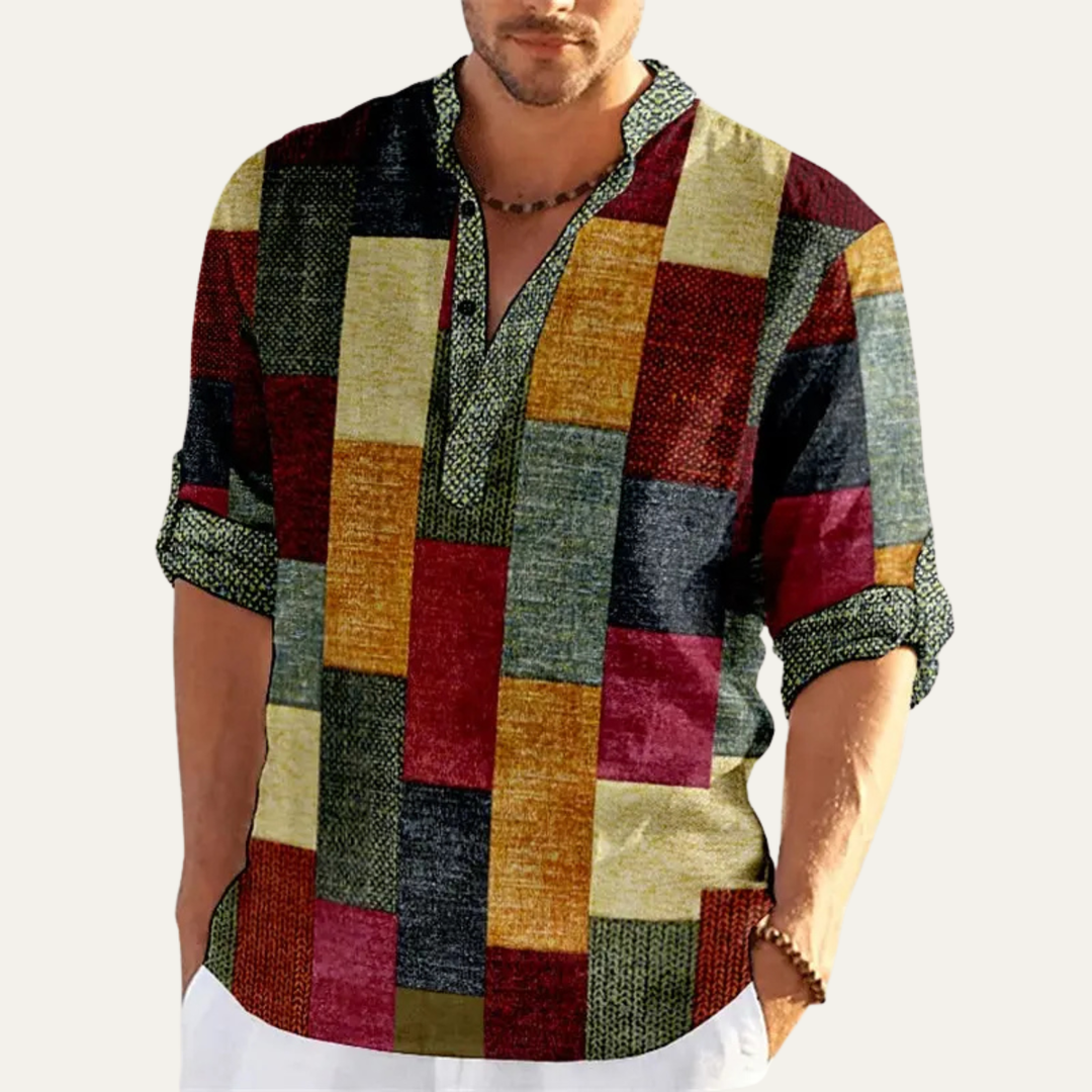Freja Andersen | Herre Multicolour Patchwork afslappet poloshirt