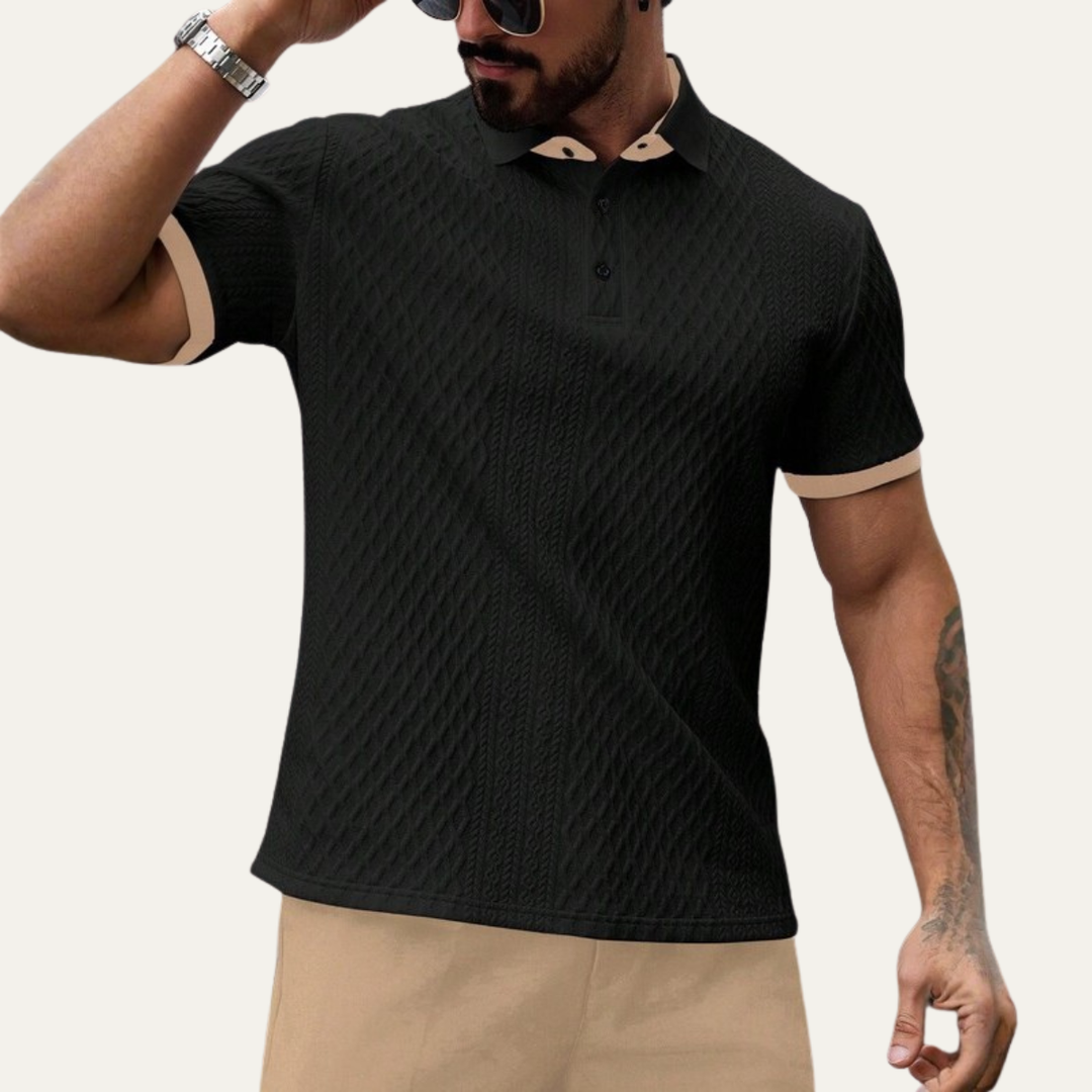 Cedarcrest Park herre Elegant tekstureret poloshirt med Contrast krave