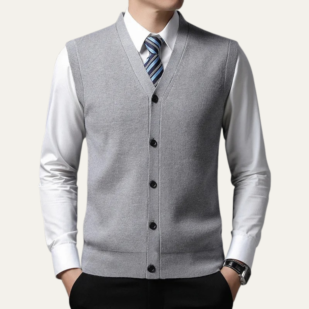 Freja Andersen | Herre stilren knap strik Waistcoat