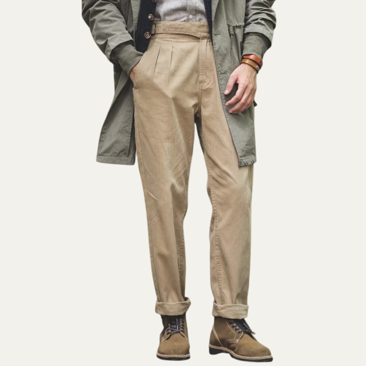 Como Lago herre vintage High Waisted Cargo Gurkha bukser