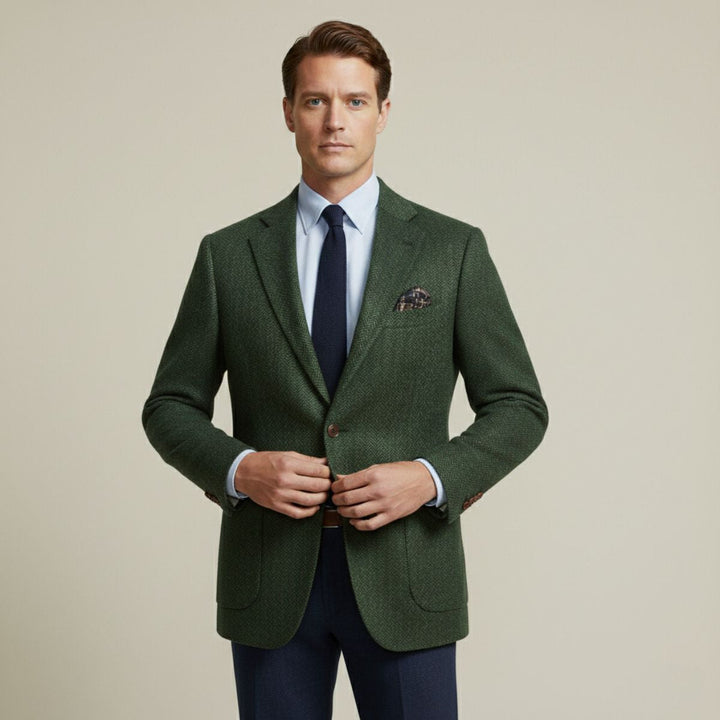 Freja Andersen | Herre Office sildeben enkeltknappet uld tweed blazerjakke