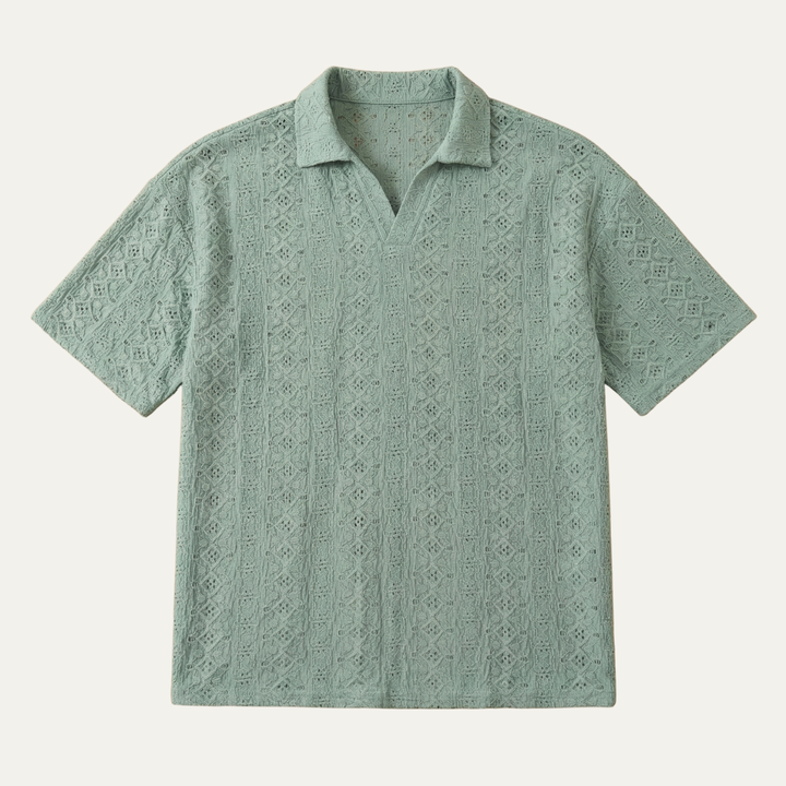 Freja Andersen | Herre tekstureret strik poloshirt