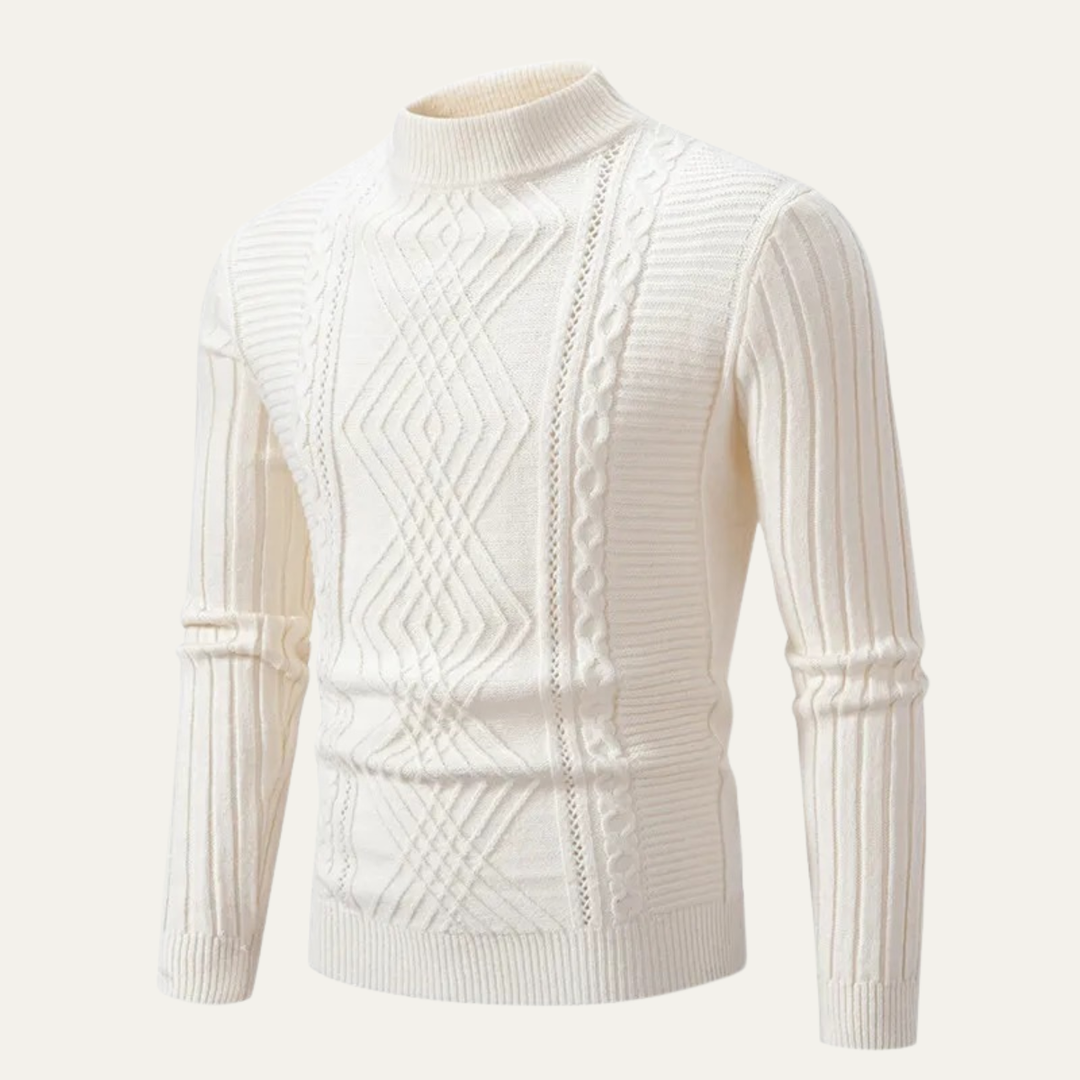 Freja Andersen | Herre Mock Neck slim fit strikket trøje