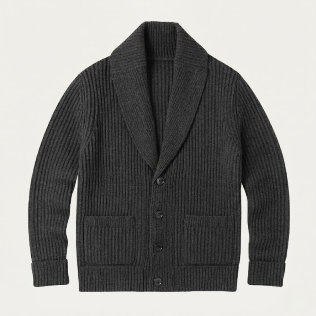 Freja Andersen | Herre Chunky knaplukning strikket Shawl krave cardigan