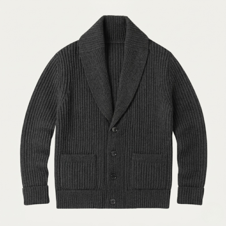 Freja Andersen | Herre Chunky knaplukning strikket Shawl krave cardigan