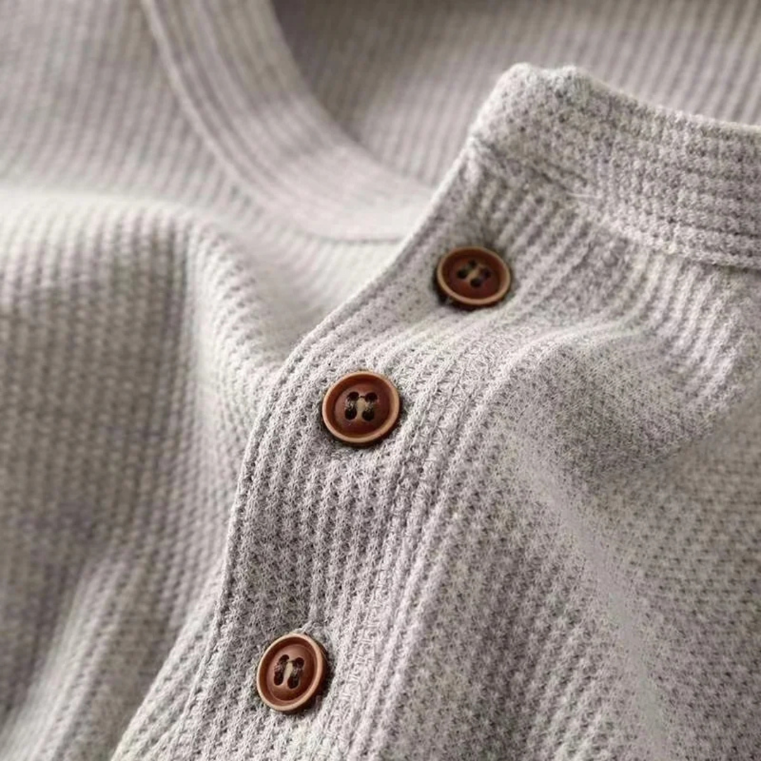 Glenhurst Park herre slim fit Thermal bomuld Waffle strik Henley skjorte