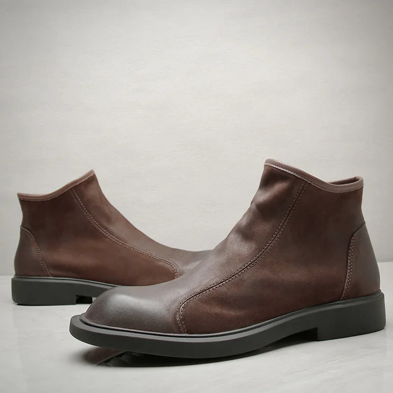 Bari | Herre varm Plush Zip Up læder Ankle støvler
